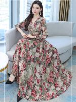 【jw】✣  Beach Floral Robe Evening Dresses Korean Fashion 2022