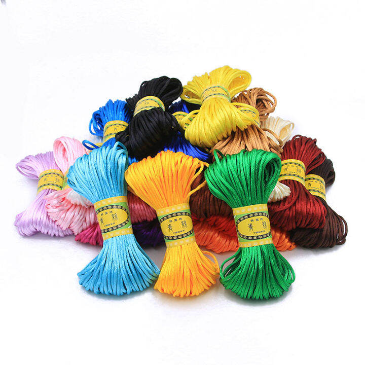 20 Meter 2mm 25 Color Chinese Knot Cord Rattail Satin ided For DIY ...