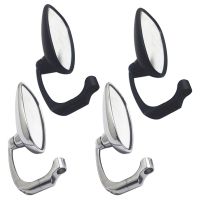 2Pcs/ 1 Pair Motorcycle Retro Oval Rearview Side Mirror Chrome/Black Aluminum Lens Rearview Side Mirrors Motorbike Accessories