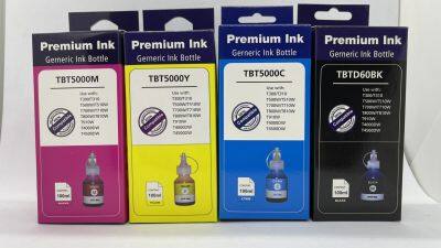 หมึกพรีเมี่ยม (Premium ink) เติม Brother Printer TBTD60BK+TBT5000C/M/Y  4สี Black/Cayan/Magenta/Yellow 4 ขวด ขนาด 100 MLทุกสี สำหรับ Printer Brother DCP-T300/T310/T500W/T510W/T700W/T710W/T800W/T810W/T910W/T4000DW/T45001