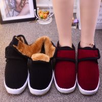 [COD] Warm womens pure handmade shoes plus velvet winter old non-slip elderly cloth mens