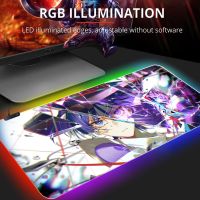 เกมแพดเมาส์ Scaramouche RGB แผ่นรองเมาส์ Genshin Impact Balladerer นักเล่นเกมแผ่นรองเมาส์ขนาดใหญ่ Led Backlit Moussepad แบบมีสาย