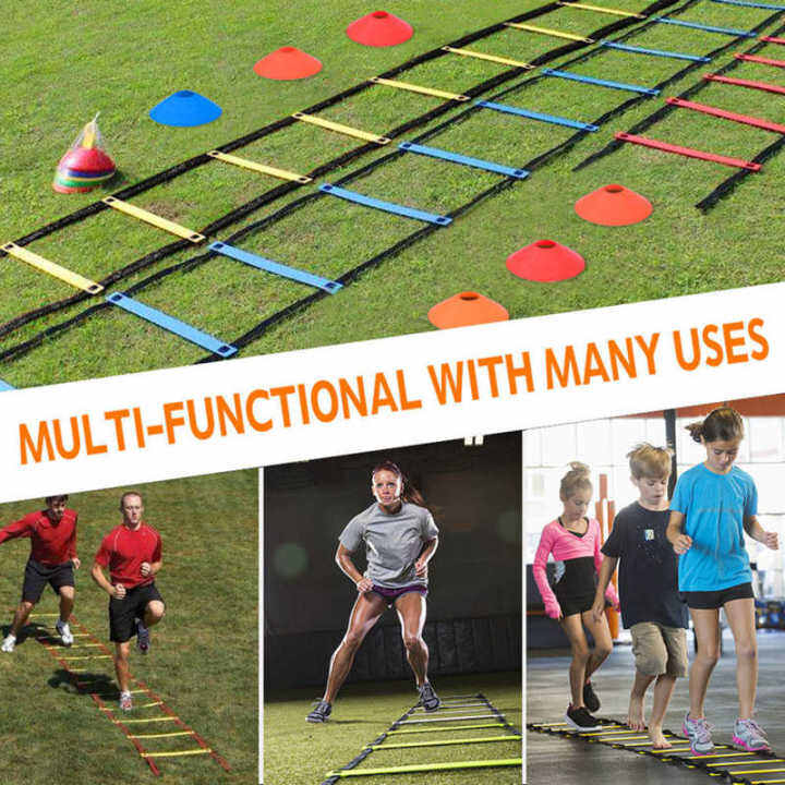 Speed Training Ladder Set Athletic Train Kit With Agility Ladder & 10