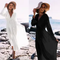 --D0512 Hot style in Europe and the rayon lace beach blouse on vacation even spell lace dress dress bikini smock