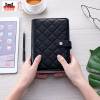 Hardcover Leather Cover Journal Notebooks Ring Binder Pocket Refillable Kawaii Diary Organizer A6 Black Quilted Planner