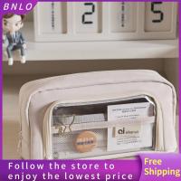 BNLO โปร่งใสโปร่งใส กระเป๋าใส่ดินสอ จุได้มาก น้ำหนักเบามาก เคสสำหรับโรงเรียน ความงามสวยงาม พร้อมซิปรูด อุปกรณ์การเรียนสำหรับโรงเรียน เครื่องเขียนสเตชันเนอรี