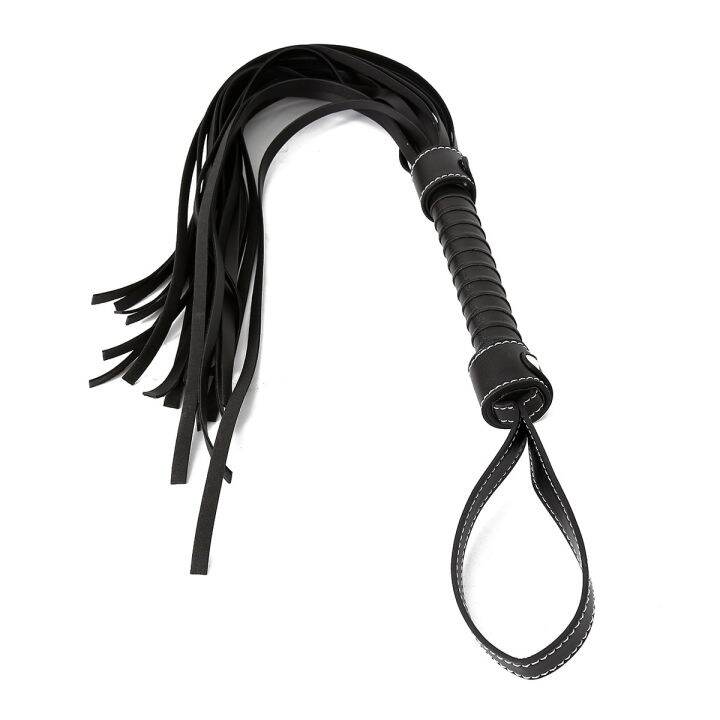77CM Black Premium PU Leather Tassel Horse Whip For Horse Training