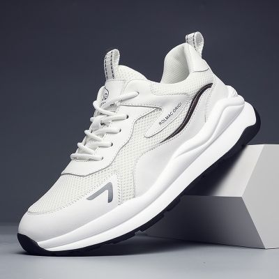 Fashion casual shoes the new spring 2023 fly netting surface running white leather shoes mens shoes breathable men