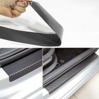 ☌✸ Universal Black Protector Car Sticker Door Sill Plate Pedal Cover Protector 3D Carbon Fiber Threshold Sticker Trim Anti Scratch