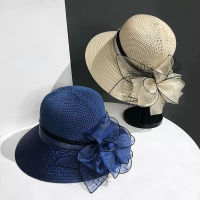 ผู้หญิง Organza หมวก Kentucky Derby Sun หมวก Tea Party Headwear ภาษาฝรั่งเศสคำ Elegance Lady ดอกไม้ชายหาดเทศกาลหมวก