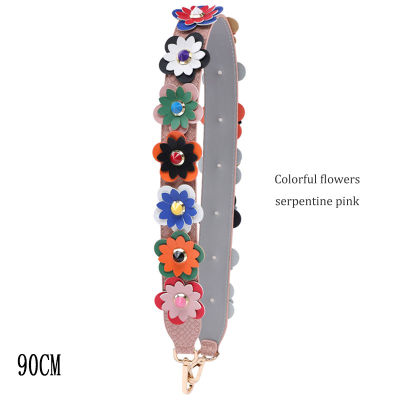 90CM Colorful Flowers Fashion Shoulder Straps for Bags Luggage Strap High Quality Leather Handles for Handbags Multiple Colors