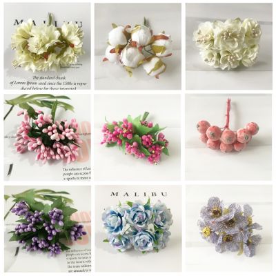 6/10/12pcs Artificial Rose Flowers Bouquet For Wedding Decoration Handmake DIY Wreath Gift Scrapbooking Craft Fake Flower