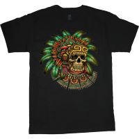 เสื้อยืดพิมพ์ลายแฟชั่น เสื้อยืดลําลอง แขนสั้น พิมพ์ลายกราฟฟิค Aztec Warrior Skull Head แฟชั่นฤดูร้อน สําหรับผู้ชาย 2023  7PW3