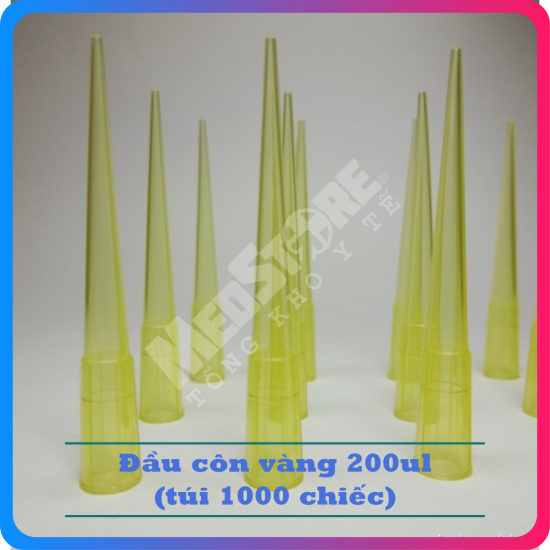 Đầu côn vàng pipet tip 200ul dùng thí nghiệm túi 1000 chiếc - tbyt medstore - ảnh sản phẩm 1