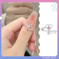 รักแหวนเพชรสีชมพูหญิงแหวนปรับขนาดได้ของขวัญนักศึกษาสาววันวาเลนไทน์เป็นของขวัญสาวสวัสดี