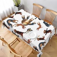 【2023wartdachshund tablecloth Garden ผ้าคลุมโต๊ะโพลีเอสเตอร์น่ารักราคาถูกตกแต่งพิมพ์ผ้าปูโต๊ะ