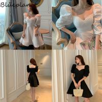 Korean Fashion Women chic Simple V-Neck Formal Party White A Line Dress