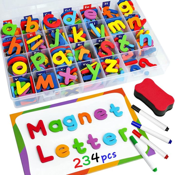 244 Pcs Magnetic Letters Numbers Set, Uppercase Lowercase Foam Alphabet ...