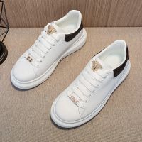 ☃ 2023 summer new McQueen white shoes mens Korean version of the Medusa trend all-match casual shoes thick-soled heightened sneakers