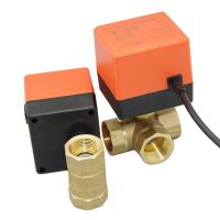 AC 220V DC 12V 24V Brass Electric Thread Ball Valve 2-way 3-wire Solenoid Water Valve with Actuator DN15/20/25/32/40/50