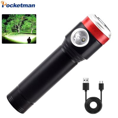 Portable LED Flashlight with Tail Magnet Emergency Flashlights USB Rechargeable Torch Waterproof Compat Flashlight with Battery Rechargeable Flashligh