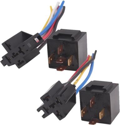Car Relay Waterproof 12V/24V Relay Socket Automotive 4pin Automotive Relay with Interlocking Relay Socket And Wiring Harness For HID Headlights Blast Doors Air Horns well-suited