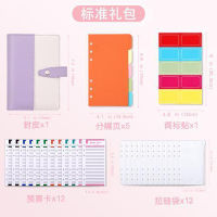 Macaron Contrast Color Budget Planner ซองเงินสดเงินฝากออมทรัพย์6หลุม Binder A6 PU Binder Notebook Binder Shell