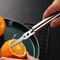 【LZ】┋✽  Descascador De Laranja De Aço Inoxidável Com Alça Longa Stripper De Frutas Cortador De Maçãs De Utensílios De Cozinha Faca De Lâmina Dupla Face