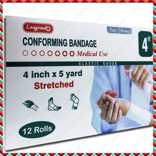 ยกกล่อง-12-ม้วน-gauze-conforming-bandage-4-นิ้ว-ผ้าก๊อซแบบม้วน-ผ้าปิดแผล-ผ้ายืด