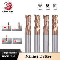 คาร์ไบด์ Endmill HRC55 การกัดโลหะความแม่นยําสูง 2/4 ขลุ่ยเคลือบทังสเตนเหล็กตัดมิลลิ่งเครื่องตัด CNC Maching