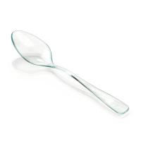 Free Shipping - 100/Pack Home Party Wedding Disposable Plastic Tableware Supplies 98x20mm Transparent Green Mini Dessert Spoon