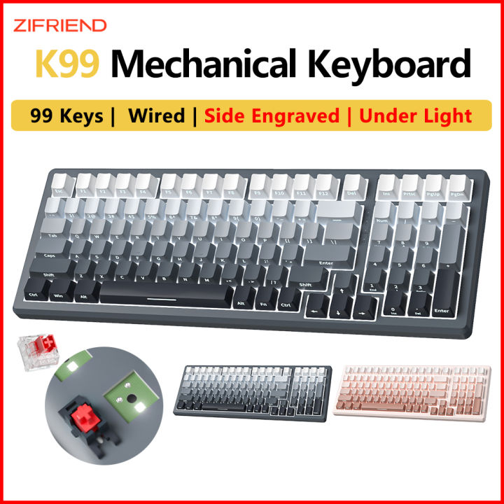 【DELIVER IN 3 DAYS】 ZIFRIEND K99 99 Keys Mechanical Keyboard Wired PBT ...
