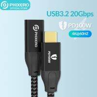 PHIXERO สายชาร์จเร็วสายพ่วงตัวผู้เป็นตัวเมียของแท้ USB 3.2ชนิด C ถึง C ขยายสาย90องศามุมขวา Kabel