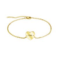 Customizable Name Heart Bracelet Stainless Steel Heart Pendant Bracelet Gold Jewelry Fashion Metal Frame Bracelet Accessories