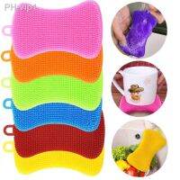 Kitchen Silicone Sponge Dish Washing Scrubber Household Pot Bowl Cleaning Sponge Portable Kitchen Gadgets Brush Accessories