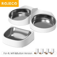 ROJECO Only Stainless Steel Single &amp; Double Bowl Accessories For 4L Automatic Pet Feeder Cat Food Dispenser Without Pet Feeder