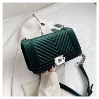 Luxury Brand Chain Shoulder Bag for Women Fashion Shiny Velvet Crossbody Bag 9 Colors Lock Designer Handbag Lingge Messenger Bag