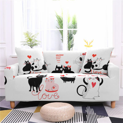 1234 Seaters Cute Cartoons Cat Sofa Covers For Living Room Home Sofa Couch Stretchable Protective Cover Slipcover