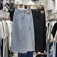 ?วันนี้​ส่งของ?S-5XL กระโปรงยีนส์สาวอวบ Net red plus size fat mm side slit denim 2021 new mid-length