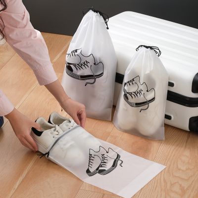 1/3/5Pcs Shoes Storage Bags Plastic Drawstring Tote Bags Reusable Frosted Pouch Transparent Waterproof Travel Shoes Organizers