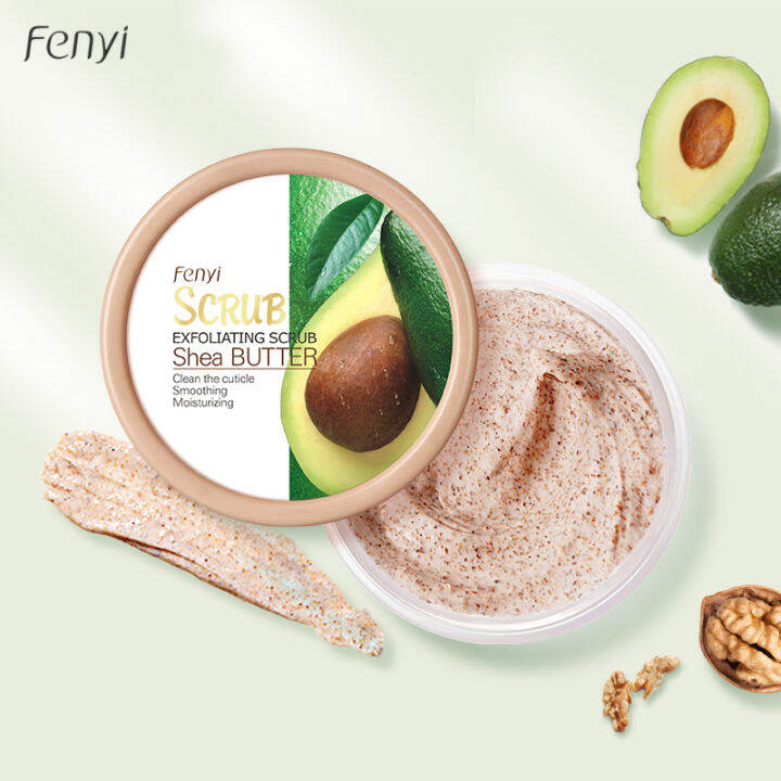 fenyi-fda-shea-butter-body-scrub-100g-smoothing-tender-skin-ลบผิวที่ตายแล้วอย่างล้ำลึก