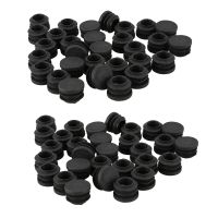 Round Table Chair Leg Tube Pipe Insert End Cap 19mm Dia 60Pcs Black