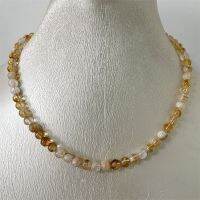 Zoe Necklacae สร้อยคอ Citrine 6-7มม. ลูกปัดสีเหลืองสโนว์ไวท์อัญมณีสำหรับผู้หญิงเครื่องประดับอัญมณีล้ำค่าโยคะหินธรรมชาติสำหรับสุภาพสตรี