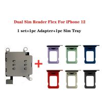 ซ่อมชิ้นส่วนอะไหล่เครื่องอ่านซิมการ์ดคู่สายดิ้นสําหรับ iPhone 12 Pro Max Tray Slot Holder