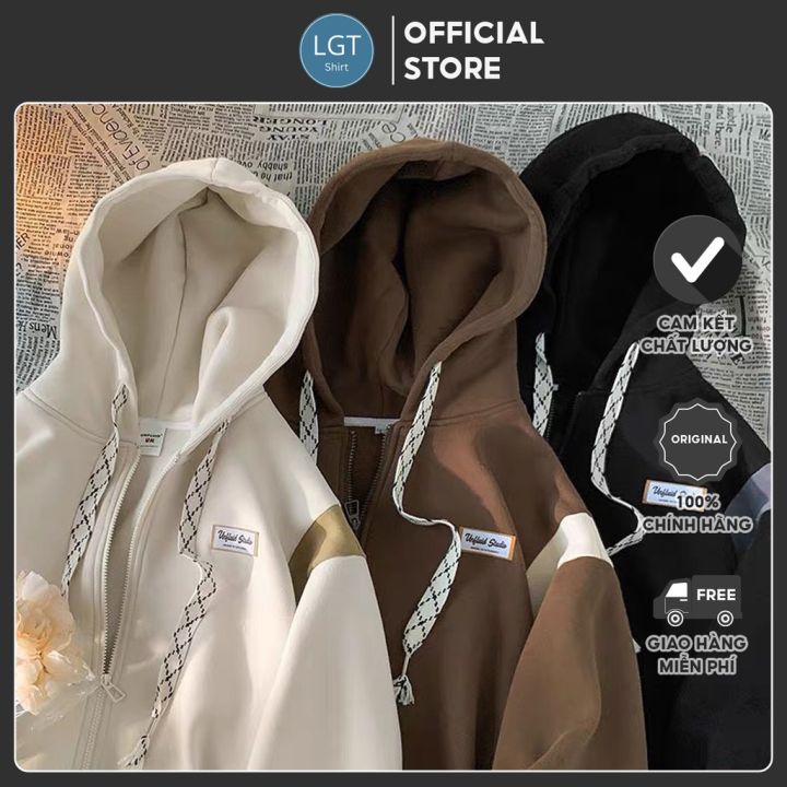 Áo Khoác Nữ Form Rộng Có Khoá Kéo Màu Bee, Nâu, Đen, Áo Hoodie Zip Thêu Logo  Phong Cách Ulzzang Hot Trend 2022 | Lazada.Vn