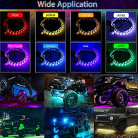 LED รถแชสซีแถบยืดหยุ่นไฟอัตโนมัติ RGB Underglow ตกแต่งบรรยากาศโคมไฟรีโมท App ควบคุม RGB Neon Light LED Strip