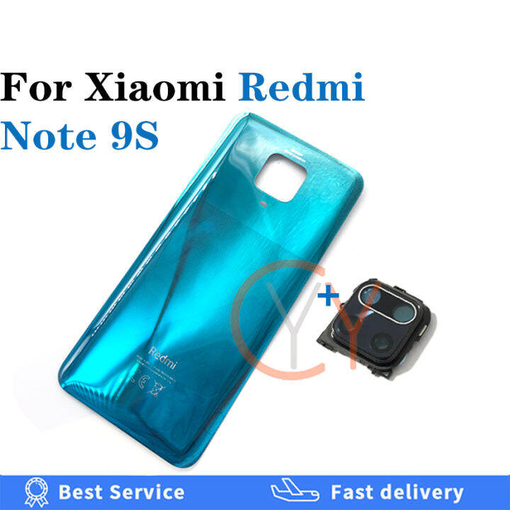 สำหรับ-xiaomi-redmi-note-9s-note-9-pro-9pro-ฝาครอบหลังกระจกซองเก็บแบตเตอรี-กรอบเลนส์กระจกหลังและอะไหล่กรอบกาวสำรองเลนส์ด้านหลัง