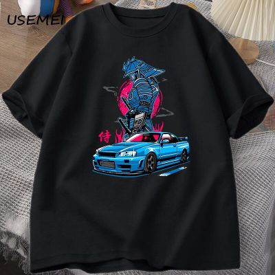 เสื้อยืด jdm อะนิเมะ Initial D Drift รถญี่ปุ่นเสื้อยืดเส้นขอบฟ้าของ R34นิสสันผู้ชายเสื้อชุดลำลองแขนสั้นกราฟิก