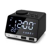 （HOT NEW）ลำโพงนาฬิกาปลุกวิทยุพร้อมพอร์ต USB 2พอร์ต LEDDigital Alarmlock HomeDecration Snooze Table ClockPlug