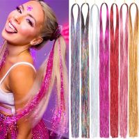 AZQUEEN 16 Colors Shiny Threads Glitter Hair Tinsel Kit Purple Silk Hair Glitter String Extensions Accessories For Women Wig  Hair Extensions  Pads